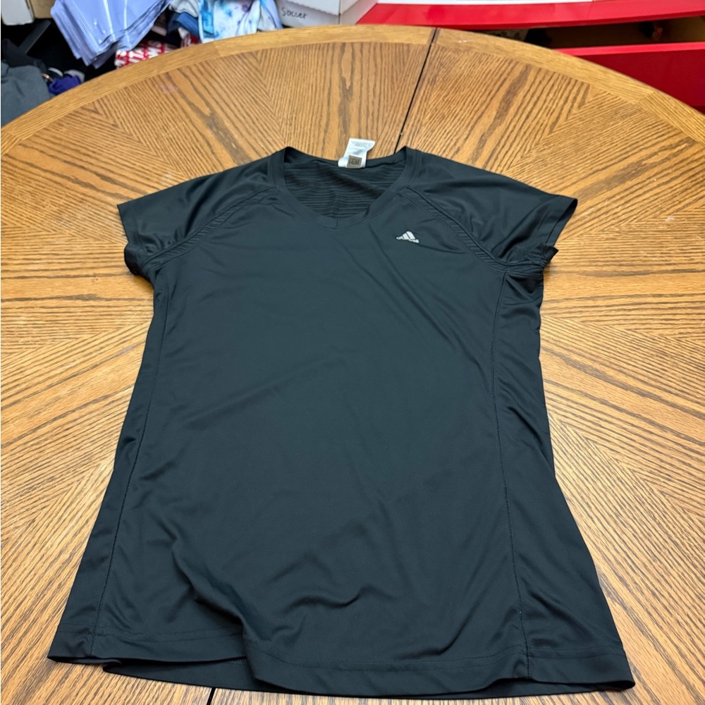 adidas Black Striped Performance Top with Logo Tag